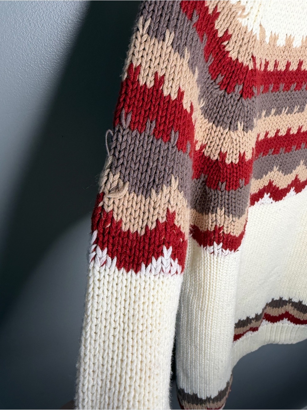 Sigallo Vintage 70s Scallop Fair Isle Acrylic Knit Sweater - Picture 6 of 9